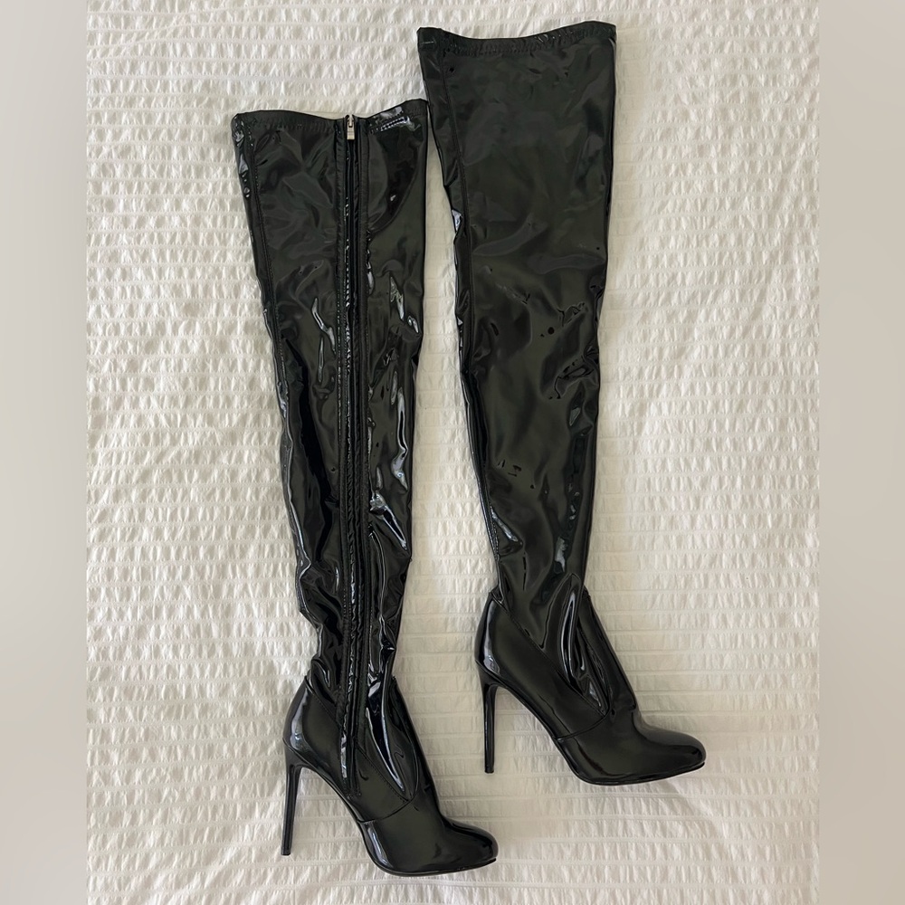 Black Over-the-Knee High Heel Boots